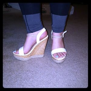 Chase + Chloe white wedges! Like new!
